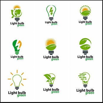 9款绿色节能环保灯泡矢量LOGO图标