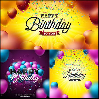 7款彩色气球背景生日派对主题海报背景蚂蚁素材网矢量素材精选