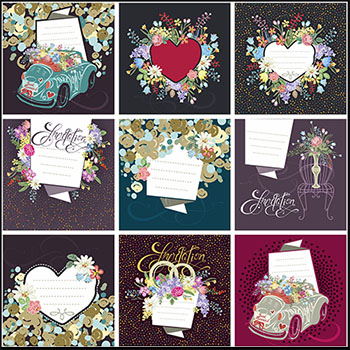 复古花纹花卉背景贴签蚂蚁素材网矢量素材精选