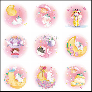 12款可爱卡通浪漫粉色系动物蚂蚁素材网矢量插图精选