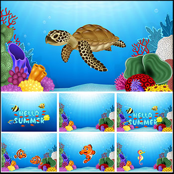 海洋卡通动物海底动物海底世界蚂蚁素材网矢量背景精选