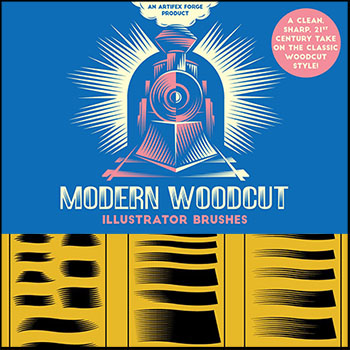 108款手绘现代木刻AI画笔笔触矢量