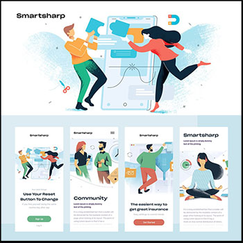 20个生活学习场景网页APP矢量插画PNG免抠图