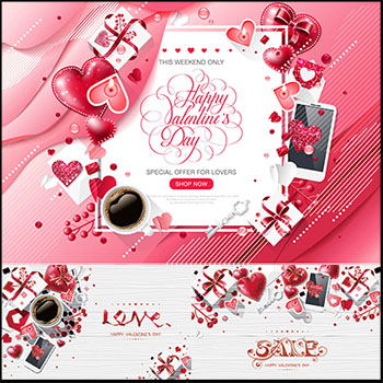5款情人节粉色爱情海报蚂蚁素材网矢量背景精选
