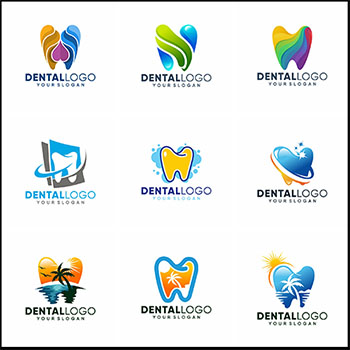 9款彩色抽象牙齿矢量LOGO图标