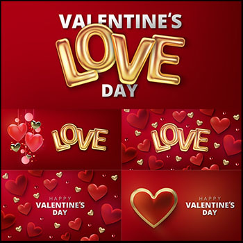 5款情人节婚庆横幅海报背景矢量插画