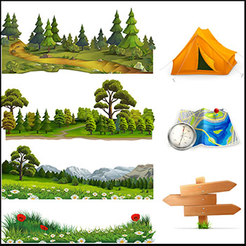 11款旅游渡假冒险插图和蚂蚁素材网矢量图标精选