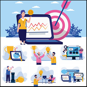 20款卡通人物网页高级商务商业插图蚂蚁素材网矢量素材精选