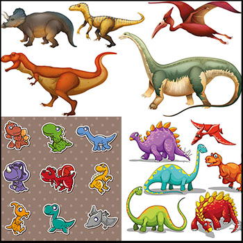 25套可爱卡通恐龙蚂蚁素材网矢量插图精选