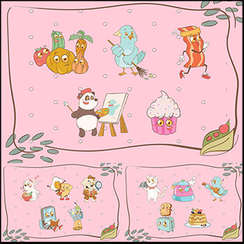 4套可爱小动物蚂蚁素材网矢量插图精选