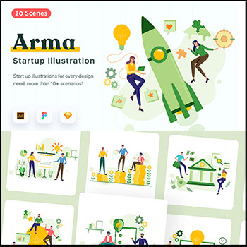 20个适用于网站和移动UI程序的科技金融蚂蚁素材网矢量插图精选