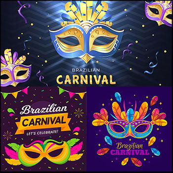 巴西嘉年华狂欢节化妆舞会面具蚂蚁素材网矢量插图精选