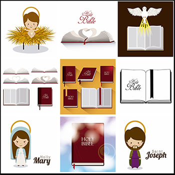 26款基督教牧师和圣经卡通蚂蚁素材网矢量插图精选