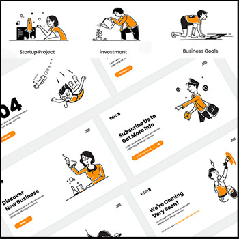 Web和移动设备的彩色手绘UI商业蚂蚁素材网矢量插图精选