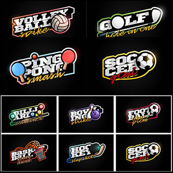 9款休闲体育运动LOGO蚂蚁素材网矢量插图精选