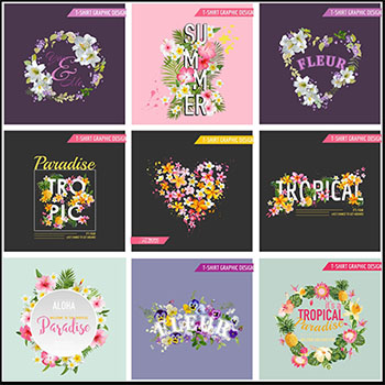 春季小清新花卉花环蚂蚁素材网矢量插图精选