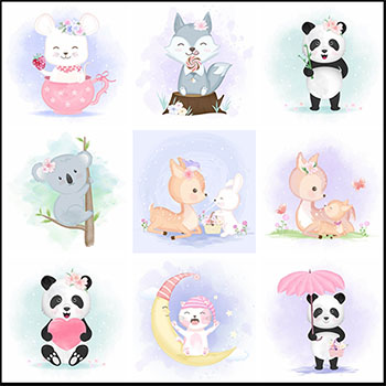 有趣的卡通水彩动物插画蚂蚁素材网矢量素材精选