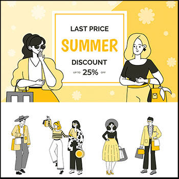 春秋夏季特价购物传单，季节性销售概念横幅蚂蚁素材网矢量素材精选