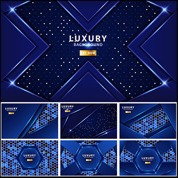 10款大气蓝色蜂窝格子矢量抽象背景