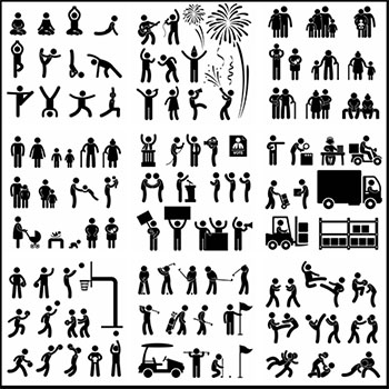 多种行业的男人人物剪影火柴人蚂蚁素材网矢量插图精选