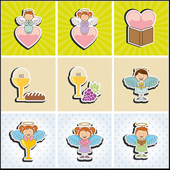 可爱男天使女天使爱情剪贴画蚂蚁素材网矢量插图精选