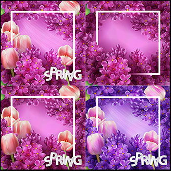 明亮的丁香花和郁金香框架边框海报背景蚂蚁素材网矢量素材精选