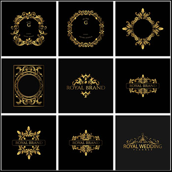 金色欧式质感花纹LOGO标志蚂蚁素材网矢量素材精选