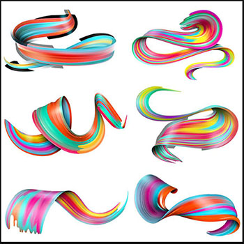 6款超清油漆艺术线条EPS矢量源文件