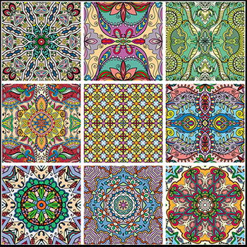 抽象梦幻无缝花卉几何图案蚂蚁素材网矢量背景精选