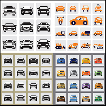 卡通汽车小轿车ICON图标蚂蚁素材网矢量素材精选