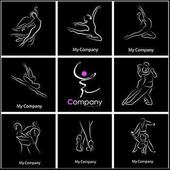 9款舞蹈教育跳舞场所LOGO标志素材