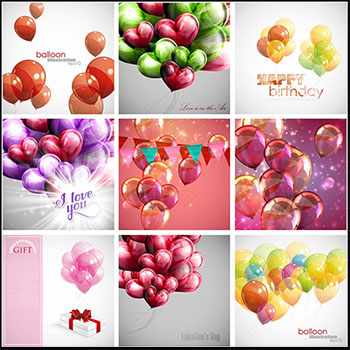 11款彩色气球爱心气球蚂蚁素材网矢量背景精选