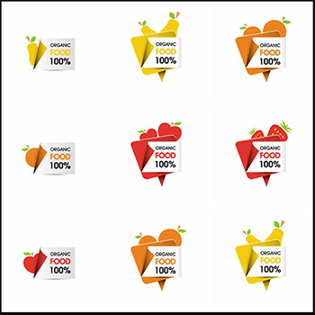 7款百分百有机水果食物标签蚂蚁素材网矢量素材精选