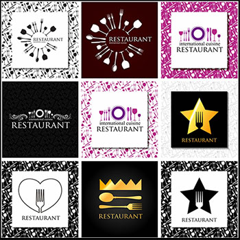 10款餐具叉子勺子插图餐厅LOGO图标蚂蚁素材网矢量素材精选