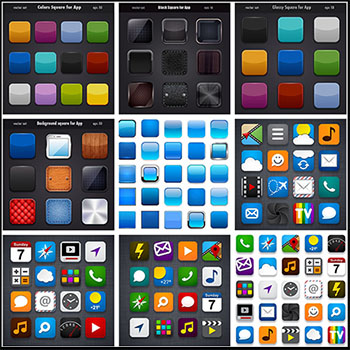 27套手机APP图标ICONS背景蚂蚁素材网矢量素材精选