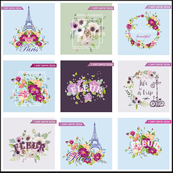 春季花卉图案蚂蚁素材网矢量插图精选