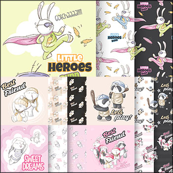 9款最好的朋友有趣动物无缝背景蚂蚁素材网矢量素材精选