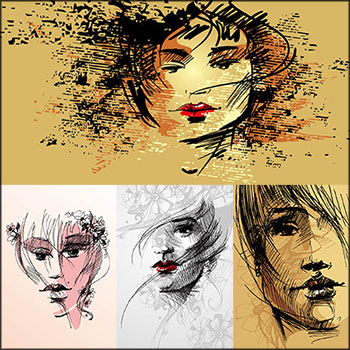 手绘脸部草图蚂蚁素材网矢量插图精选