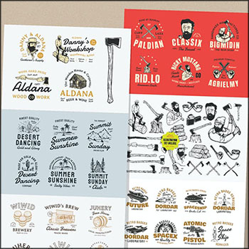 30个复古徽章图标+伐木工人AI/EPS蚂蚁素材网矢量插图精选集