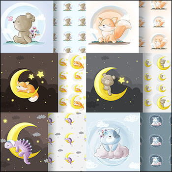 9款梦幻儿童动物背景蚂蚁素材网矢量素材精选