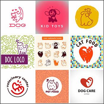 26个可爱卡通小狗爱情小狗插图图标蚂蚁素材网矢量素材精选