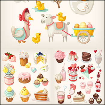 5套浪漫情人节甜品爱情情人节插画蚂蚁素材网矢量素材精选