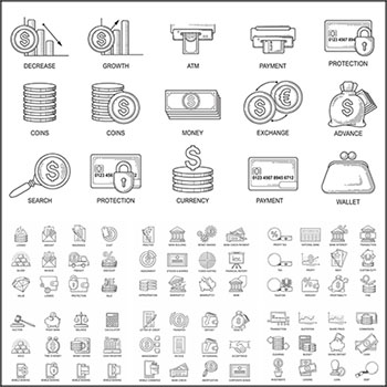10款线性金融图标蚂蚁素材网矢量素材精选