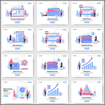 大数据分析网页UI插画蚂蚁素材网矢量素材精选