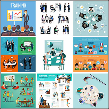 企业会议团队会议办公矢量人物人群插图