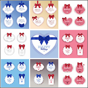 蝴蝶结礼品标签蚂蚁素材网矢量素材精选