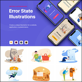 购物网站商店手机APP应用404页面丢失蚂蚁素材网矢量插图精选