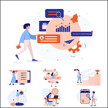 电商销售网页APP矢量UI插图