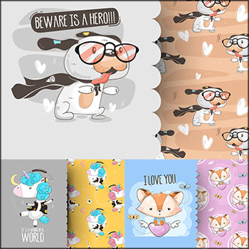 可爱卡通动物图像印染素材蚂蚁素材网矢量素材精选