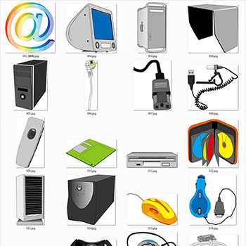 电脑计算机打印机硬件外设设备蚂蚁素材网矢量插图精选